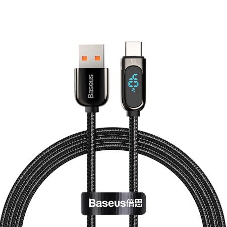 Кабель USB BASEUS Display Fast Charging, USB - Type-C, 5A, 2 м, черный - 6