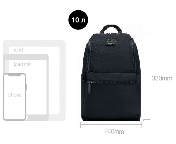 Рюкзак 90 Points Pro Leisure Travel Backpack 10L (Black/Черный) - 6