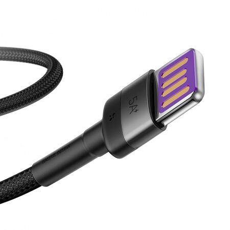 Кабель USB BASEUS Cafule HW, USB - Type-C, 5А, 40W, 1 м, серыйчерный, двухсторонний USB - 5