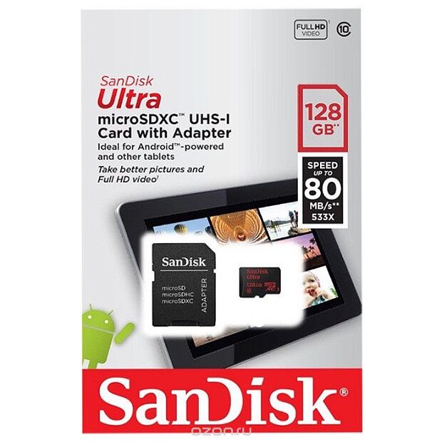 SanDisk Ultra microSD 128GB Class 10 UHS-I (80 Mb/s) 