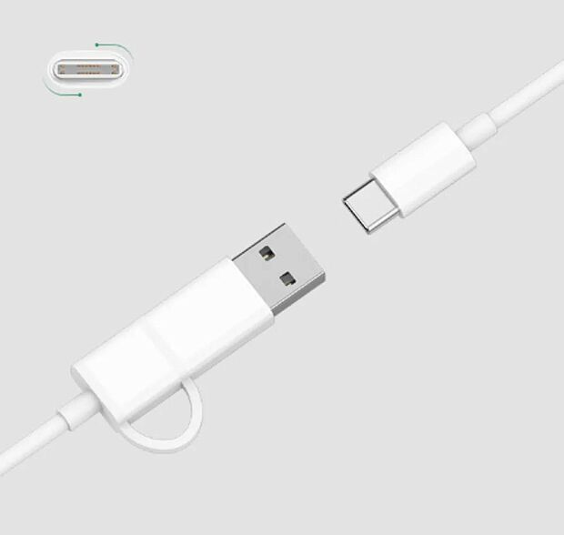 Кабель 2in1 ZMI USB-C  USB-C/USB-A  AL311 100cm (White) - 3